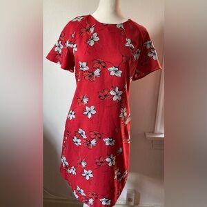 Size M/L Banana Republic Red & White Floral Shift Dress Short Flutter Sleeves